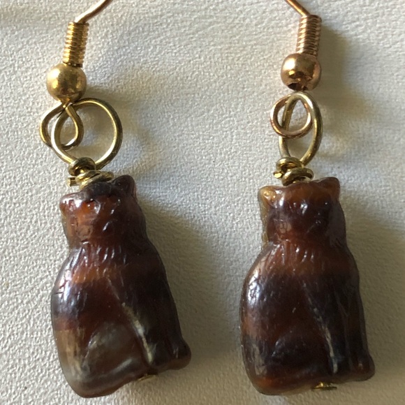 Cat earrings brown sitting kitty - Picture 4 of 8